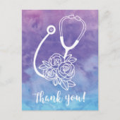 Carte Postale Aquarelle violette Stethoscope Docteur Merci (Devant)