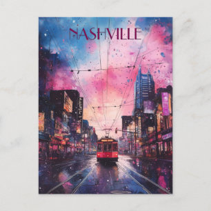 Carte Postale Aquarelle vive Centre-ville Nashville