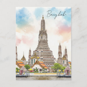 Carte Postale Aquarelle Wat Arun Bangkok Thaïlande