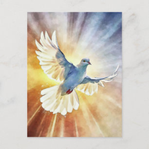 Carte Postale Aquarelle White Flying Dove