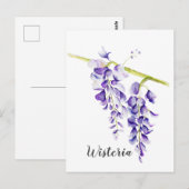 Carte Postale Aquarelle Wisteria Botanique (Devant / Derrière)