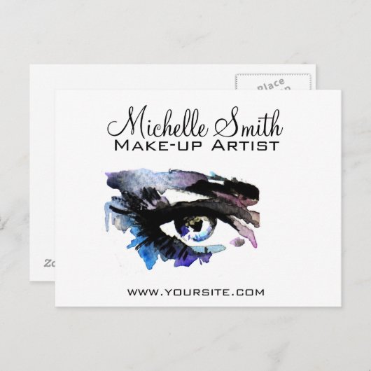 Carte Postale Aquarelle yeux de foudre extension maquillage marq (Devant / Derrière)