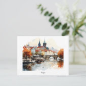 Carte postale aquarellée de la vieille Prague (Debout devant)