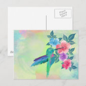 Carte Postale Aquarelles à la mode cool colibri floral (Devant / Derrière)