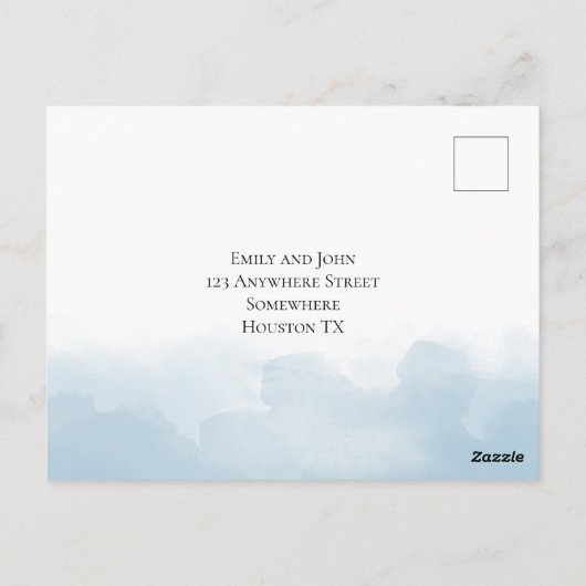 Carte Postale Aquarelles bleu clair Mariage de script RSVP (Dos)