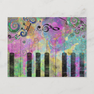Carte Postale Aquarelles cool Plaques Piano coloré