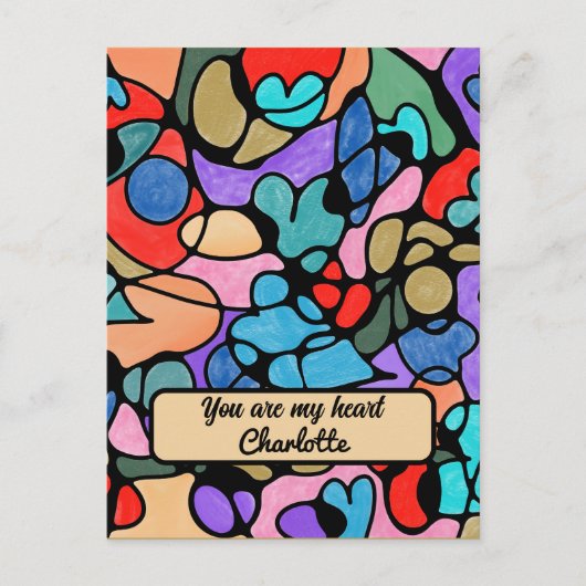 CARTE POSTALE AQUARELLES NUMÉRIQUES NEUROGRAPHIQUES DE COEURS (Devant)