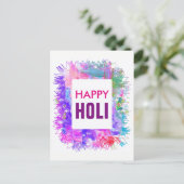 Carte Postale Aquarelles violettes modernes Happy Holi (Debout devant)