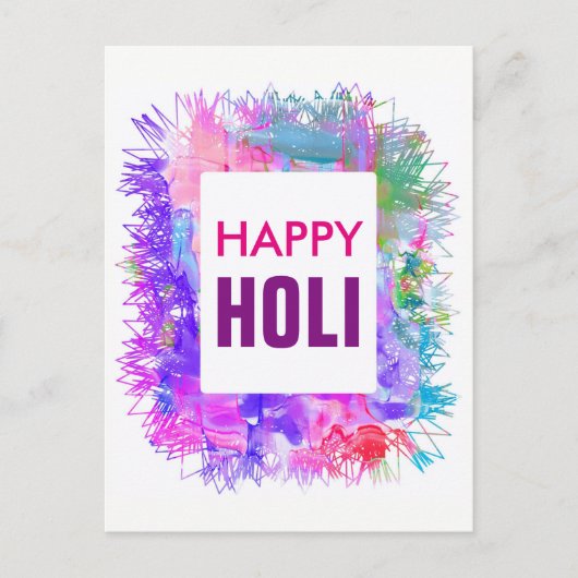 Carte Postale Aquarelles violettes modernes Happy Holi (Devant)