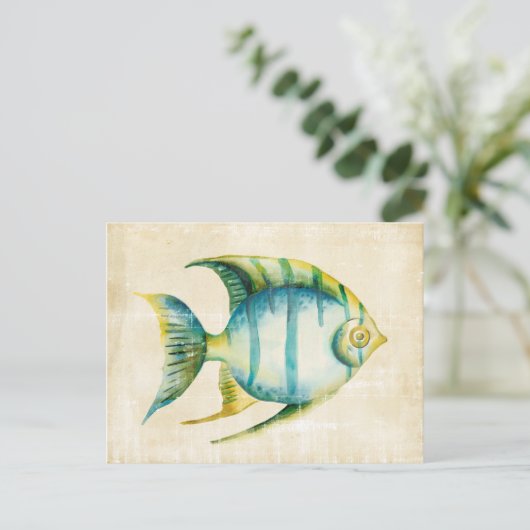 Carte Postale Aquarium bleu et jaune Poisson (Debout devant)
