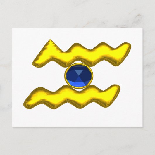 CARTE POSTALE AQUARIUS /GOLD ZODIAC BIJOU D'ANNIVERSAIRE (Devant)