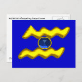 CARTE POSTALE AQUARIUS /GOLD ZODIAC BIJOU D'ANNIVERSAIRE (Devant / Derrière)