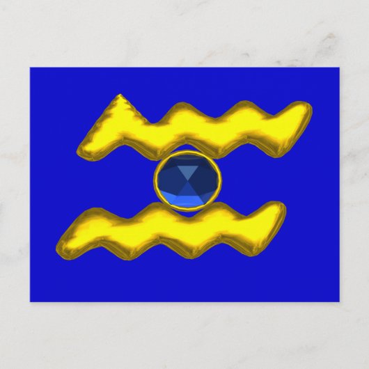 CARTE POSTALE AQUARIUS /GOLD ZODIAC BIJOU D'ANNIVERSAIRE (Devant)