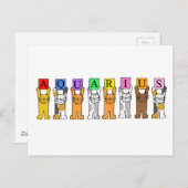 Carte Postale Aquarius Joyeux Chats de dessin d'anniversaire (Devant / Derrière)
