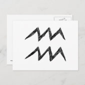 Carte Postale Aquarius. Panneau astrologie zodiaque. Noir. (Devant / Derrière)