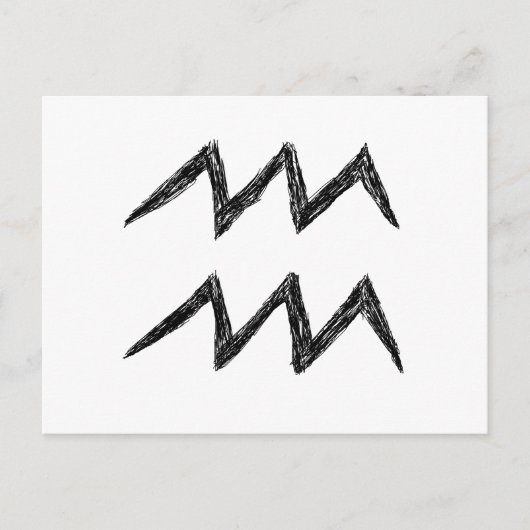 Carte Postale Aquarius. Panneau astrologie zodiaque. Noir. (Devant)