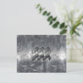 Carte Postale Aquarius Symbole Grunge Distressed Silver Steel (Debout devant)