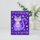 Carte Postale Aquarius Zodiac Chat Midnight Blue (Debout devant)