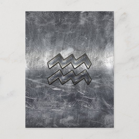 Carte Postale Aquarius Zodiac style acier argenté déprimé (Devant)