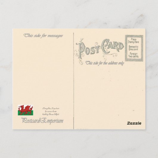 Carte Postale Aqueduc de Thomas Telford, Llangollen, (Dos)