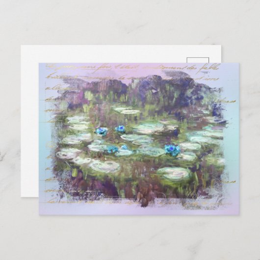 Carte Postale ** AR23 Monet Lily Pads Pond Ancien Or écriture ma (Devant / Derrière)
