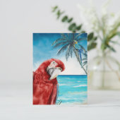 Carte Postale Ara Rouge Perruche Aquarelle Tropicale (Debout devant)