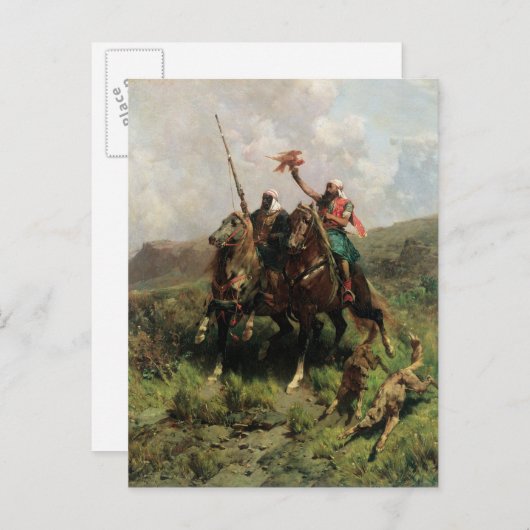 Carte Postale Arabes avec un faucon (Devant / Derrière)