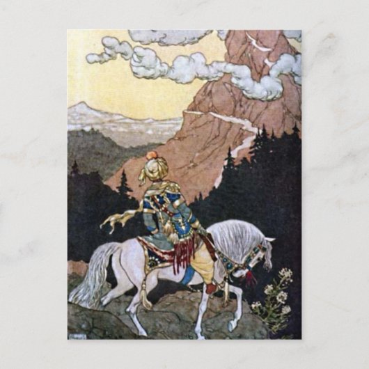 Carte Postale Arabian Nights Chevalier Prince sur Cheval Blanc (Devant)