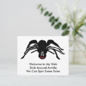Carte Postale Araignée noire de dessin animé drôle Halloween Veu (Debout devant)