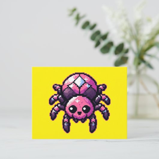 Carte Postale Araignée Pixel mignonne (Debout devant)
