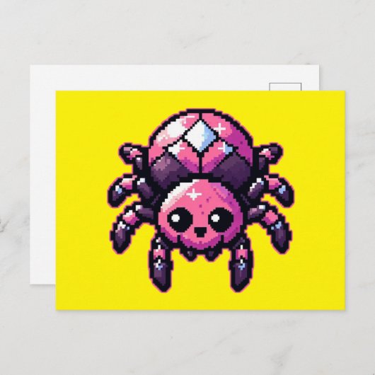 Carte Postale Araignée Pixel mignonne (Devant / Derrière)
