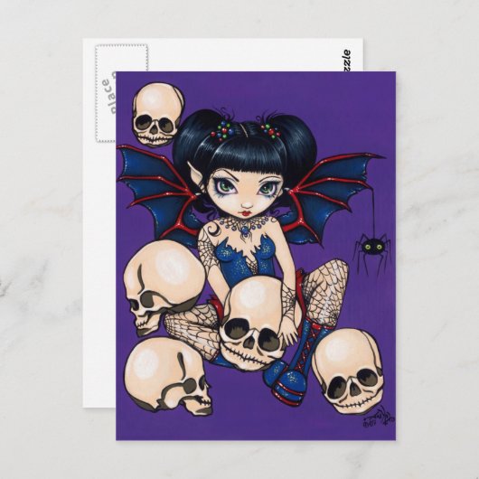 Carte postale "Araignées et crânes" (Devant / Derrière)