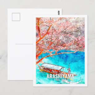 Carte Postale Arashiyama Kyoto Japon Voyage Place Aquarelle