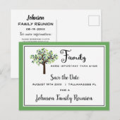 Carte Postale Arborescence de réunion familiale Enregistrer la c (Devant / Derrière)