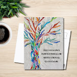 Carte Postale Arborescence motivationnelle<br><div class="desc">Cette carte postale décorative est ornée d'un arbre en mosaïque aux couleurs de l'arc-en-ciel et d'espace pour vous permettre d'ajouter votre propre citation inspirante. Utilisez l'option Personnaliser supplémentaire pour modifier la taille, le style ou la couleur du texte si vous le souhaitez. Parce que nous créons notre propre oeuvre, vous...</div>