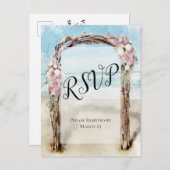 Carte Postale Arbour de plage de Driftwood avec mariage Rose RSV (Devant / Derrière)
