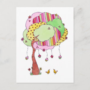 Carte Postale Arbre à cupcake de Whimsical avec Aquarelle d'oise