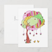 Carte Postale Arbre à cupcake de Whimsical avec Aquarelle d'oise (Devant / Derrière)