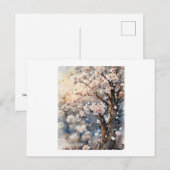 Carte Postale Arbre à fleurs de cerisier, (Devant / Derrière)