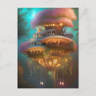 Carte Postale Arbre à rêve rose numérique