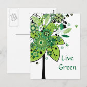 Carte Postale Arbre Abstrait vert (Devant / Derrière)
