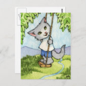 Carte Postale Arbre - Belle Chat Art (Devant / Derrière)