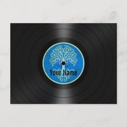 Carte Postale Arbre bleu de vie disque vinyle personnalisé (Devant)