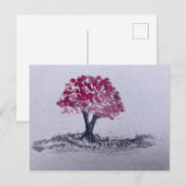 Carte Postale Arbre cerise en fleurs Aquarelle oeuvre originale (Devant / Derrière)