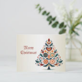 Carte Postale Arbre coloré de Noël Scandinavie Art populaire (Debout devant)
