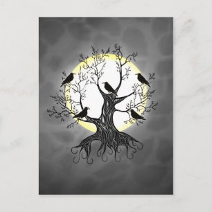 Carte Postale Arbre corbeau avec lune