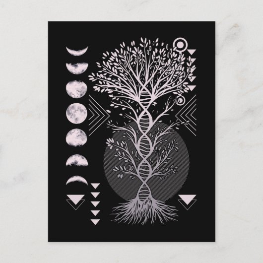 Carte Postale Arbre croissant Phases de la Lune Géométrie de la  (Devant)