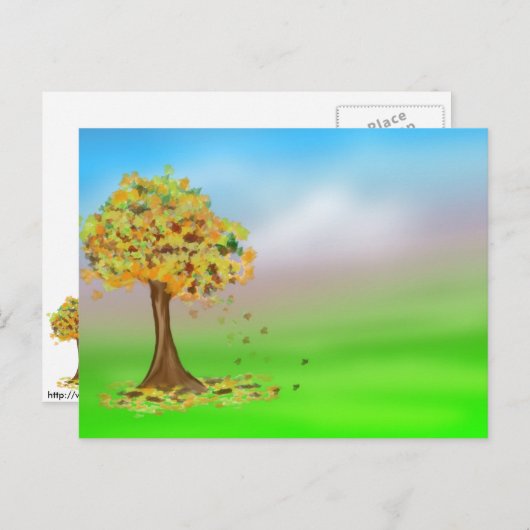 Carte Postale Arbre d'automne isolé (Devant / Derrière)