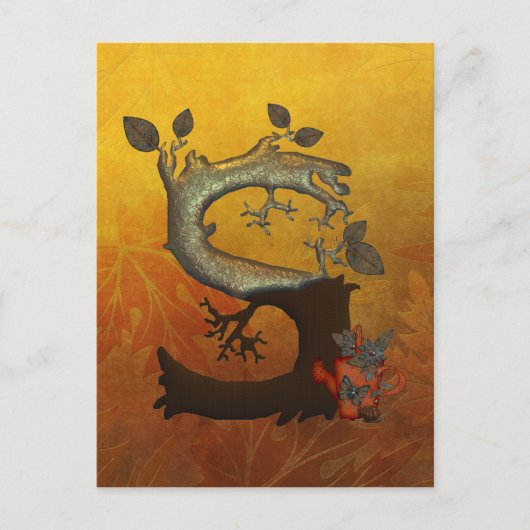 Carte Postale Arbre d'automne Monogramme S (Devant)