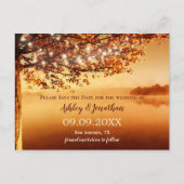 Carte Postale Arbre d'automne String Lights Lake View Enregistre (Devant)